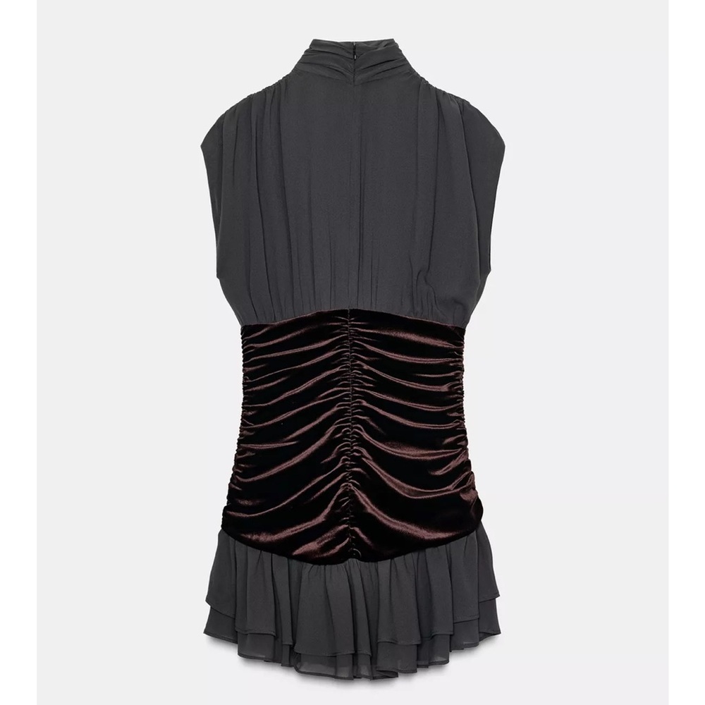 TREND NEW ZARA VIRAL COMBINATION VELVET RUFFLE DRESS 
🚨FIRM PRICE NO DISCOUNT - Picture 14 of 16